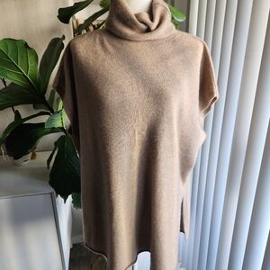 Eileen Fisher Cashmere Light Brown Turtleneck Poncho Sweater Tunic 1X